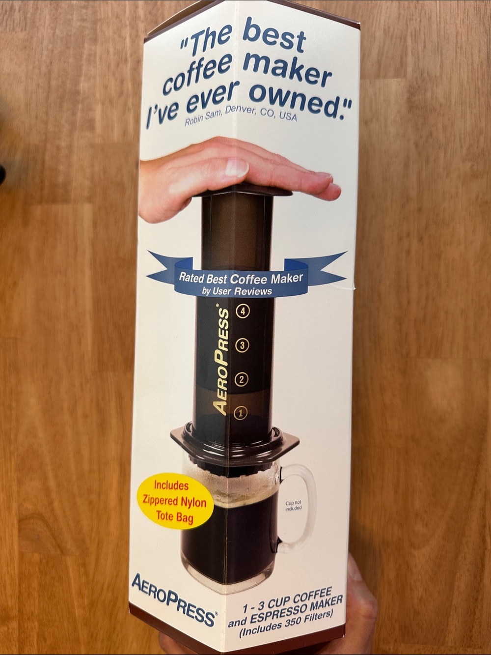 NWT Factory Sealed AeroPress coffee maker - includes funnel and zipper tote bag